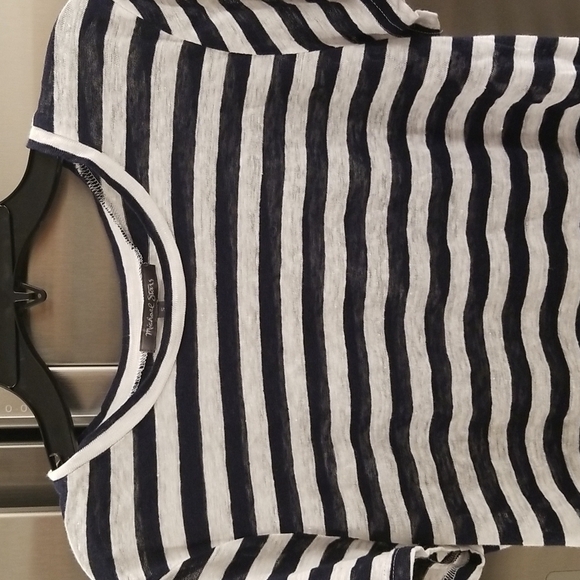 💕MICHAEL STARS💕 Short Sleeve Striped T-Shirt ~ Black & White Stripes Small - Picture 3 of 6